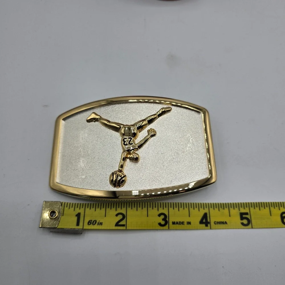 Basketball Dunk #23 Belt Buckle Gold Silver Two Tone Metal Sports Novelty Jordan